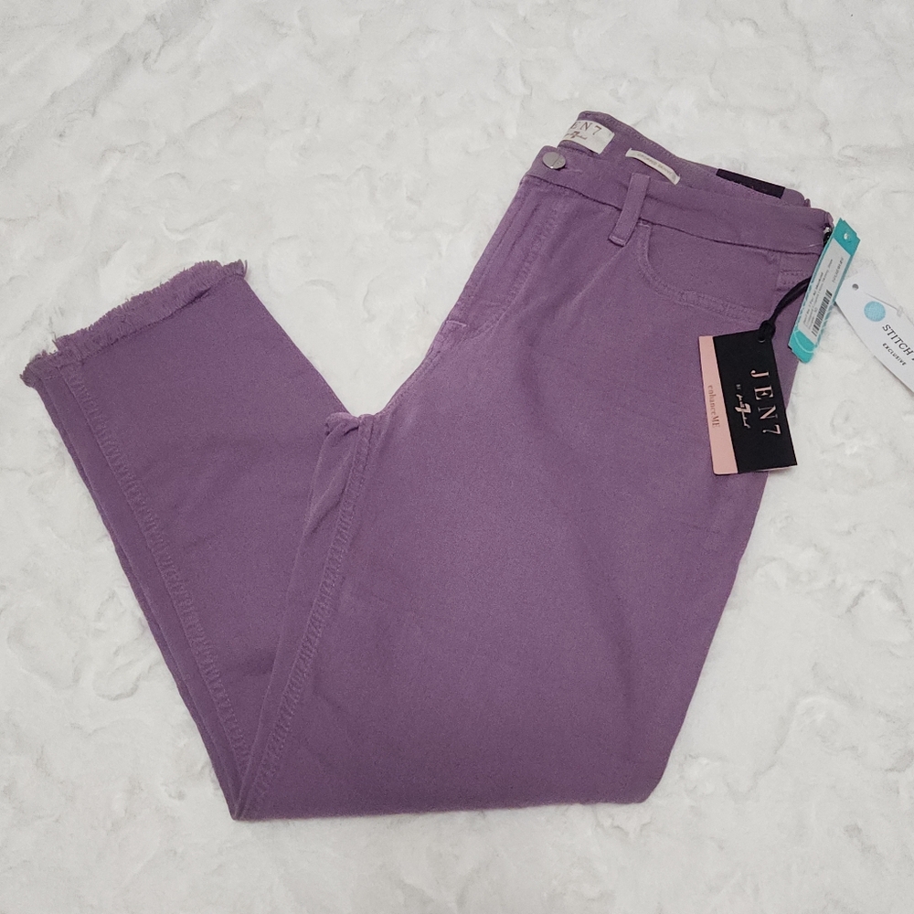 7 For All Mankind JEN7 Cropped Skinny Jeans Purple Size 10 NEW